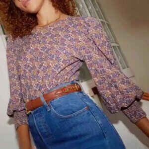 NWT Nation LTD Loren Floral Puff Sleeve Long Sleeve Shirt Sz XS